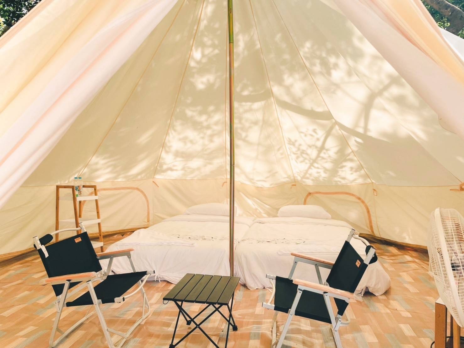 interior of a mae ngam deluxe camping tent, surin islands