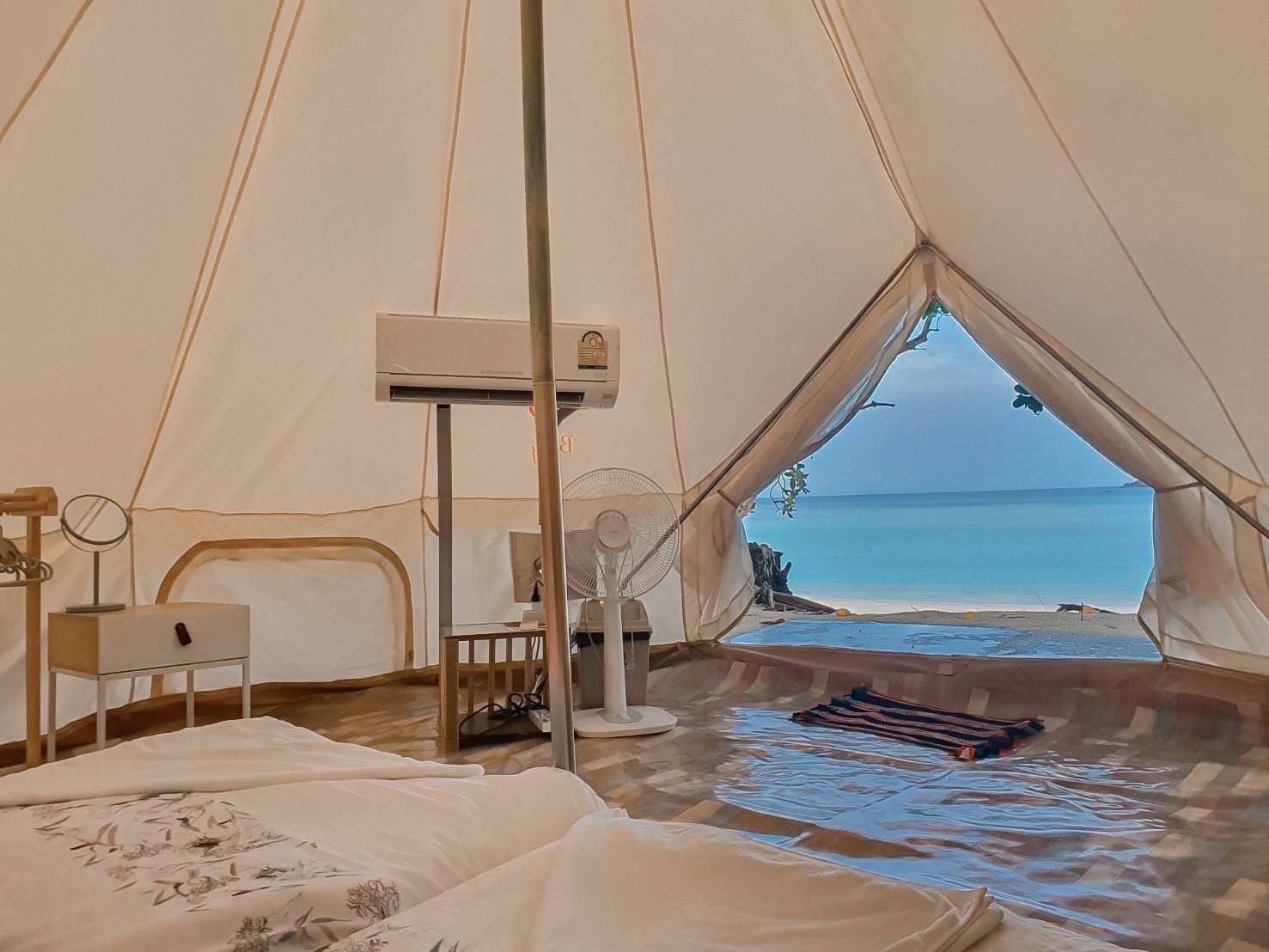 sea view from a mae ngam deluxe camping tent, surin islands